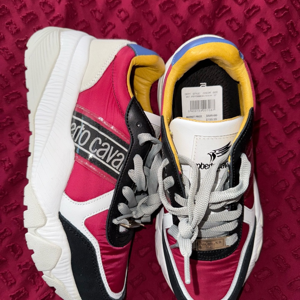 Roberto Cavalli Red and White Sneakers
